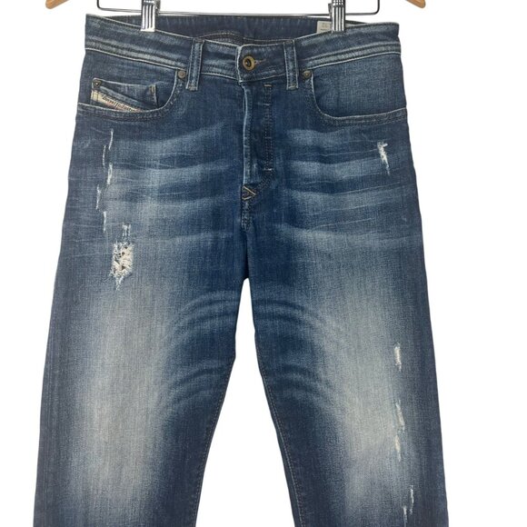 Diesel Mens Buster Regular Slim Tapered Stretch Jeans W28 L32 Blue Distressed - Picture 5 of 16